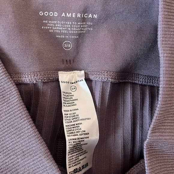 Good American Lavender ribbed compression leggings size 3/4 NWT - Picture 7 of 7